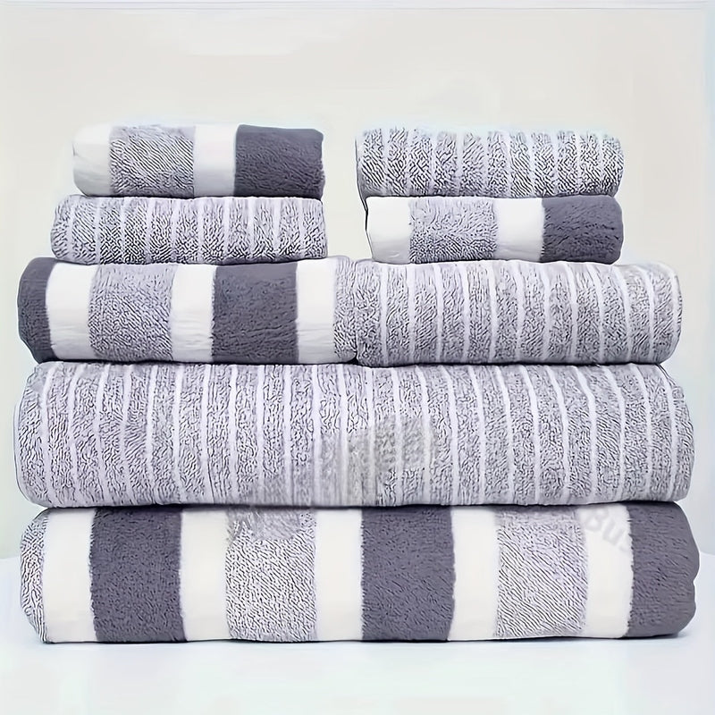 AquaPlush | Set di Asciugamani da Bagno in Pile Corallo 8 Pezzi